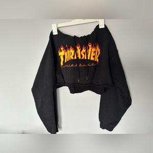 Custom Cropped Thrasher Hoodie